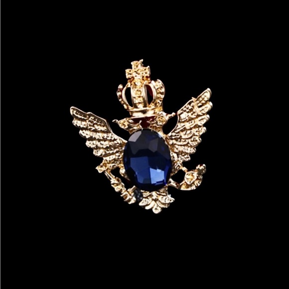 Crystal Rhinestone Crest Suit Lapel Pin Badge for Men Accessories Jewelry - Picture 2 of 3